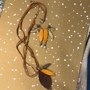 Lucky Brand Orange and Brown Necklace